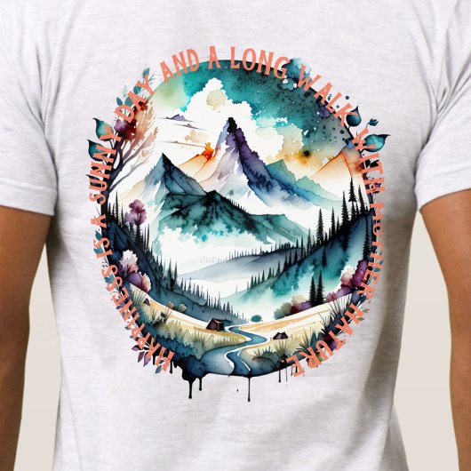 屋外ハイキング、母自然、山、川 Tシャツ
