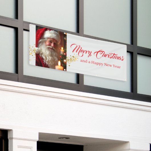 屋外バナーサンタメリークリスマス 横断幕 (ビルの外側)