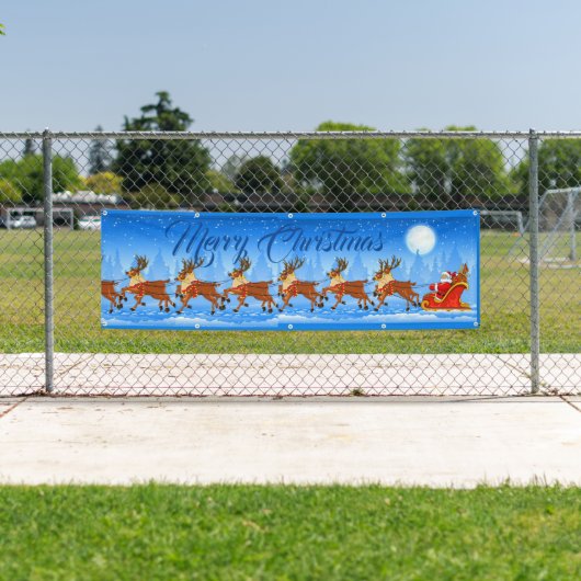 屋外バナー – サンタ街の上メリークリスマス 横断幕 (インサイチュ)