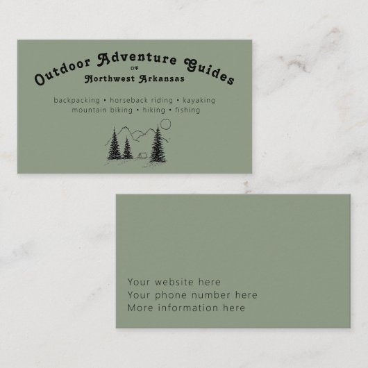屋外パーソナライズされたガイド名刺 – 緑 名刺 (正面/裏面)