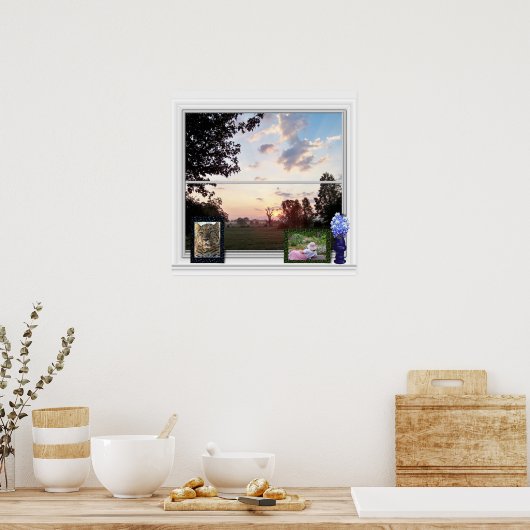 屋外ビュー – 霧の朝 ポスター (キッチン)