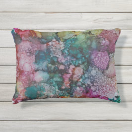 屋外ピロー/カラーバーストインクブロッツ/ピンクス – グリーン アウトドアクッション