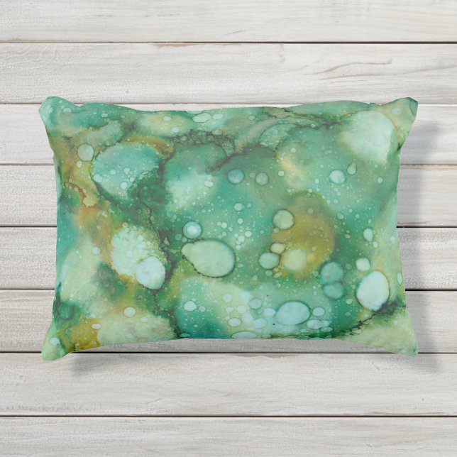 屋外ピロー/カラーバーストインクリンツ/ゴールデングリーン アウトドアクッション (正面)