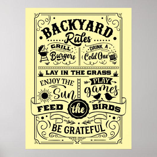 屋外ポスター – Backyard Rules ポスター (正面)