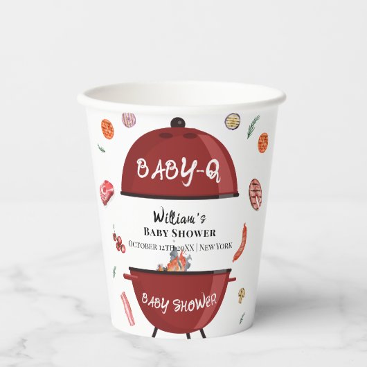 屋外モダン裏庭BBQベビーシャワー 紙コップ (正面)