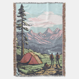 屋外ユニーク、レトロ/ヴィンテージグラフィック スローブランケット