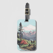 屋外ユニーク、レトロ/ヴィンテージグラフィック ラゲッジタグ (正面縦)