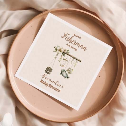 屋外リトルフィッシャーマン魚釣りベビーシャワー スタンダードカクテルナプキン