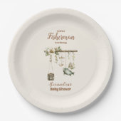 屋外リトルフィッシャーマン魚釣りベビーシャワー ペーパープレート (正面)