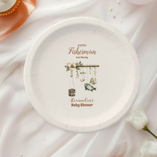 屋外リトルフィッシャーマン魚釣りベビーシャワー ペーパープレート