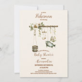 屋外リトルフィッシャーマン魚釣りベビーシャワー 招待状 (正面)