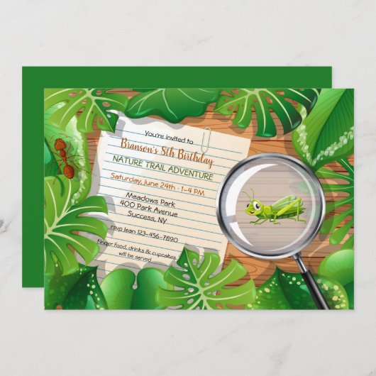 屋外冒険誕生パーティー 招待状 (正面/裏面)