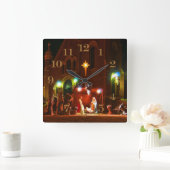 屋外出生 スクエア壁時計 (ホーム)