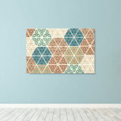屋外地域XI |青と緑の部族のパターン キャンバスプリント (インサイチュ (ウッドフロア))