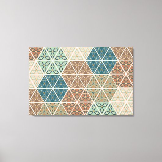 屋外地域XI |青と緑の部族のパターン キャンバスプリント (正面)