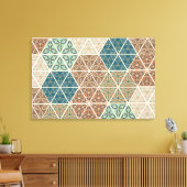 屋外地域XI |青と緑の部族のパターン キャンバスプリント (インサイチュ (リビング))