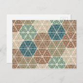 屋外地域XI |青と緑の部族のパターン ポストカード (正面/裏面)