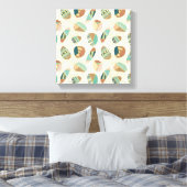 屋外地理ステップ |ティール（緑がかった色）パターン キャンバスプリント (インサイチュ (寝室))