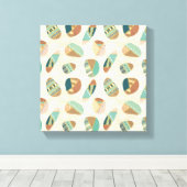 屋外地理ステップ |ティール（緑がかった色）パターン キャンバスプリント (インサイチュ (ウッドフロア))