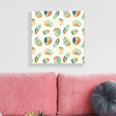 屋外地理ステップ |ティール（緑がかった色）パターン キャンバスプリント (インサイチュ (リビング))