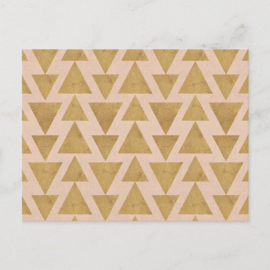 屋外地理ステップ |金ゴールドとサンゴの幾何学的パターン ポストカード (正面)