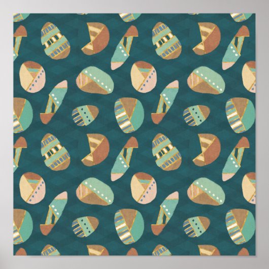 屋外地理ステップ |青のパターン ポスター (正面)