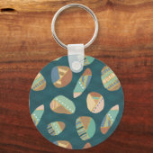 屋外地理第XII |青と緑の幾何学的パターン キーホルダー (正面)