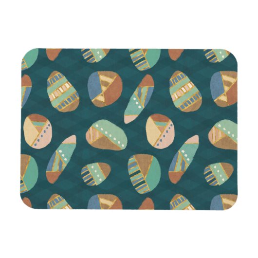 屋外地理第XII |青と緑の幾何学的パターン マグネット (横)