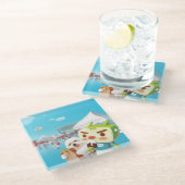 屋外市場おもしろい ガラスコースター (アングル)