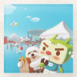 屋外市場おもしろい ガラスコースター