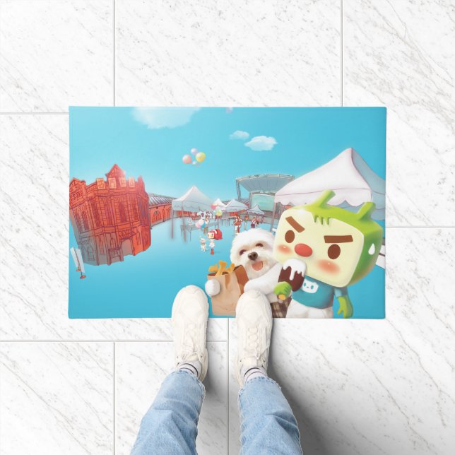 屋外市場おもしろい ドアマット (室内)