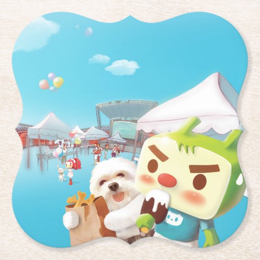 屋外市場おもしろい ペーパーコースター (正面)