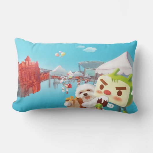 屋外市場おもしろい ランバークッション (正面)