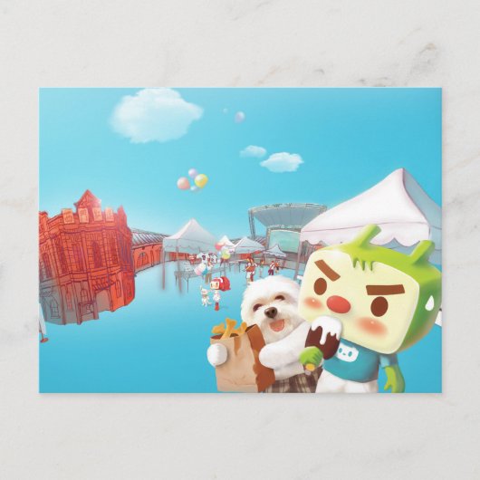 屋外市場おもしろい 案内ポストカード (正面)