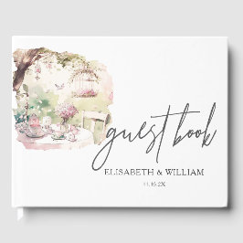 屋外庭園の結婚式 パーソナライズされた ゲストブック