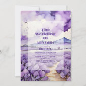 屋外植物性ラベンダー結婚ズ 招待状 (正面)
