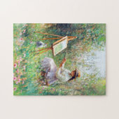 屋外横の猫の印象派の油絵 ジグソーパズル (横)