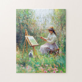 屋外横の猫の印象派の油絵 ジグソーパズル