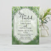 屋外用の緑の草カジュアルの写結婚真 招待状 (スタンド正面)