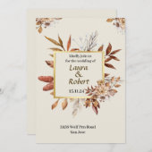 屋外素朴秋フラワーズ結婚式招待状 招待状 (正面/裏面)