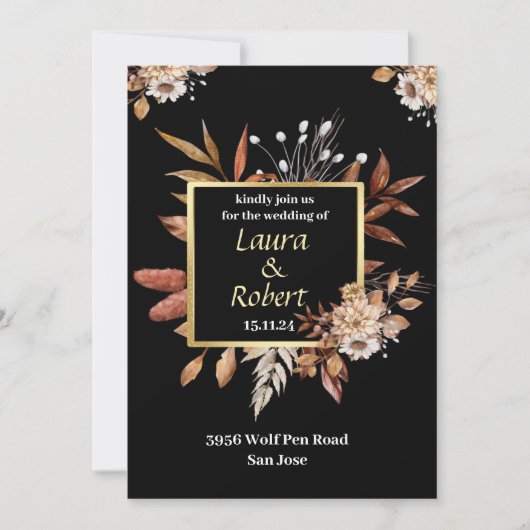 屋外素朴秋フラワーズ結婚式招待状 招待状 (正面)