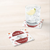 屋外素朴裏庭BBQベビーシャワー スクエアペーパーコースター (インサイチュ)