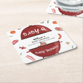 屋外素朴裏庭BBQベビーシャワー スクエアペーパーコースター (アングル)