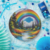 屋外自然フォレストリバーアンドレインボー ペーパープレート (パーティー)