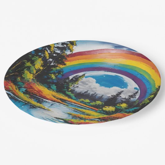 屋外自然フォレストリバーアンドレインボー ペーパープレート (アングル)