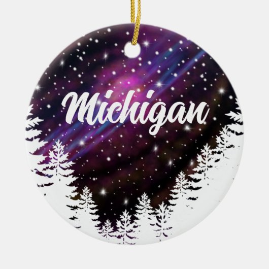 屋外自然夜空 – カスタマイズ可能な文字 セラミックオーナメント (正面)