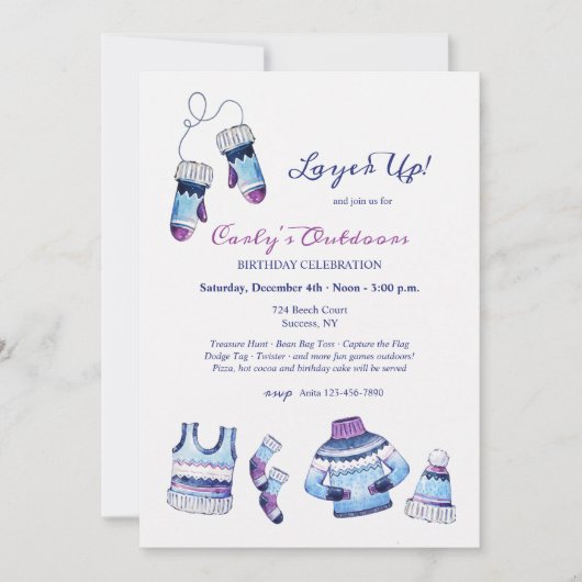 屋外誕生日パーティー遊のために積み重ねる 招待状 (正面)