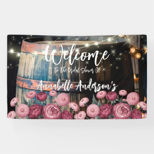 屋外 ウイスキーバレルのウェディングシャワー歓迎 横断幕 (横)