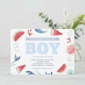 屋外 ギンガム 男の子 ベビーシャワー 招待状 (スタンド正面)