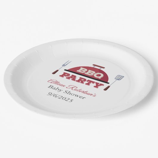 屋外BBQベビーシャワー紙プレート ペーパープレート (アングル)